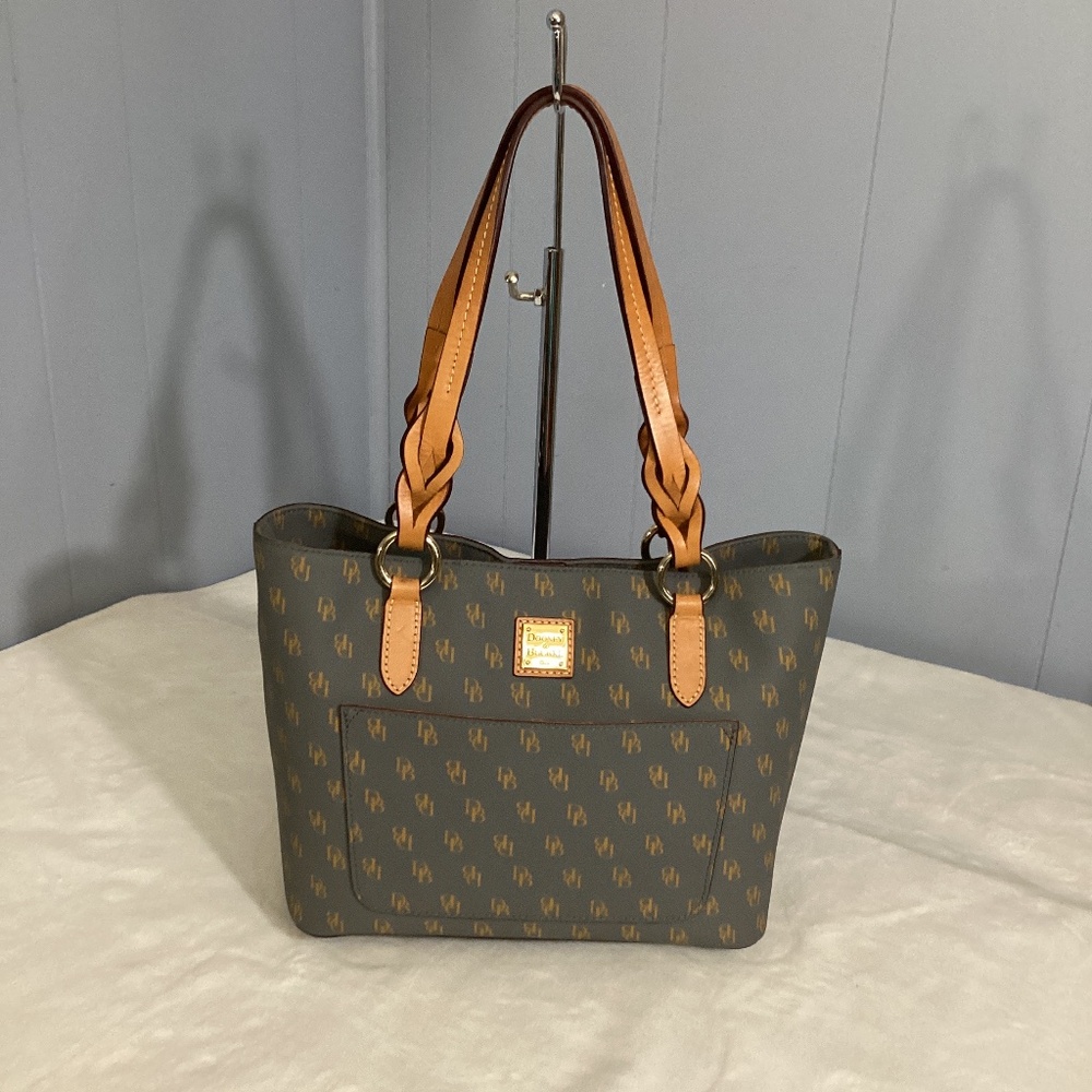 Dooney & Bourke Brown Monogram Tote with Tan Handles